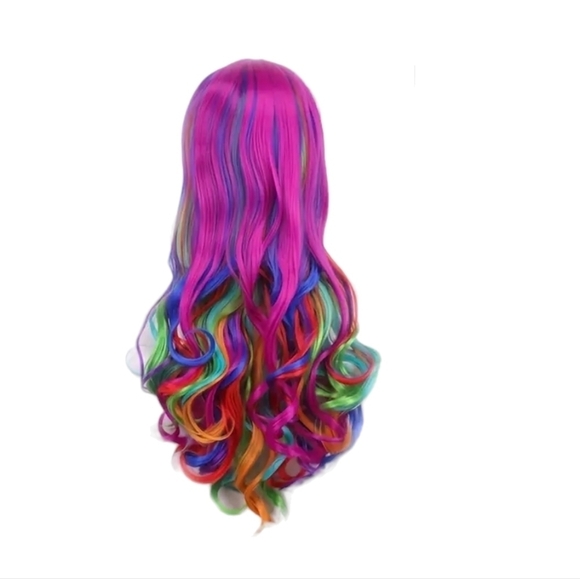Rainbow New wavy 26" wig Halloween,  party roll play - Picture 1 of 4